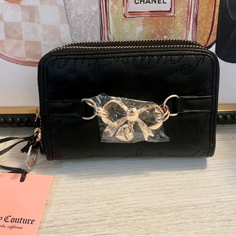 Juicy Couture Black Wallet with Gold Bow Accent